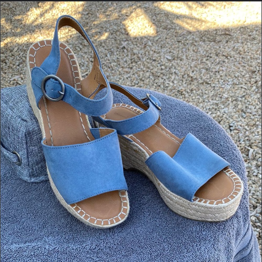 Blue platform ladies shoes- gently used
